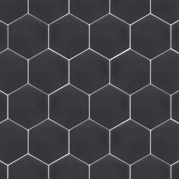 Solid Black Hexagon - Cement Tile