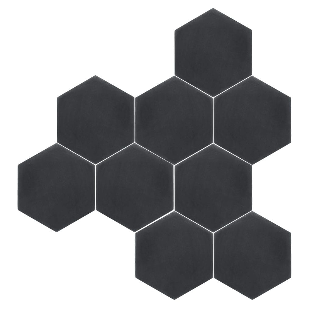 Solid Black Hexagon - Cement Tile | Riad Tile