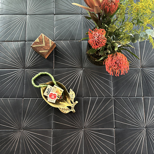 Tulum Black 6x6 - Dimensional Relief Artisan Ceramic Tile