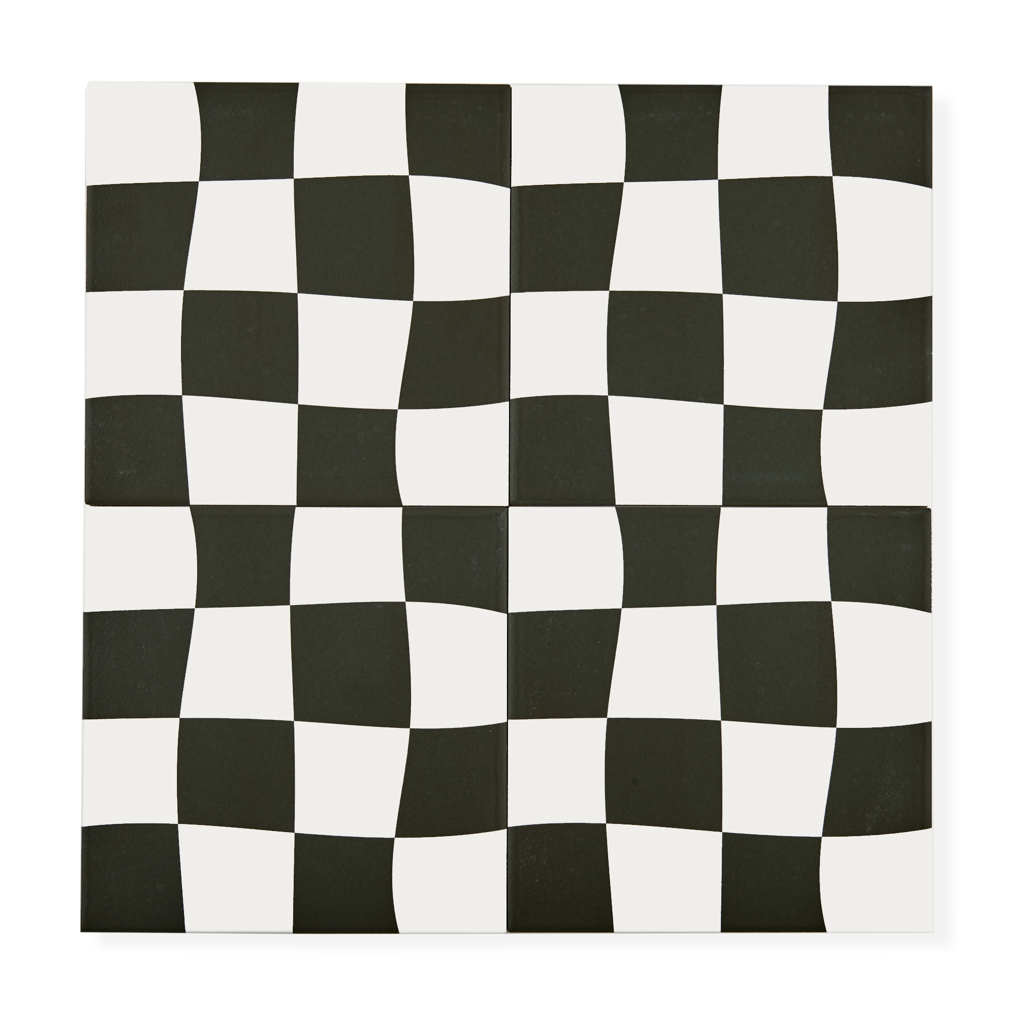 Drunken Checkerboard Black & White - Ceramic Tile