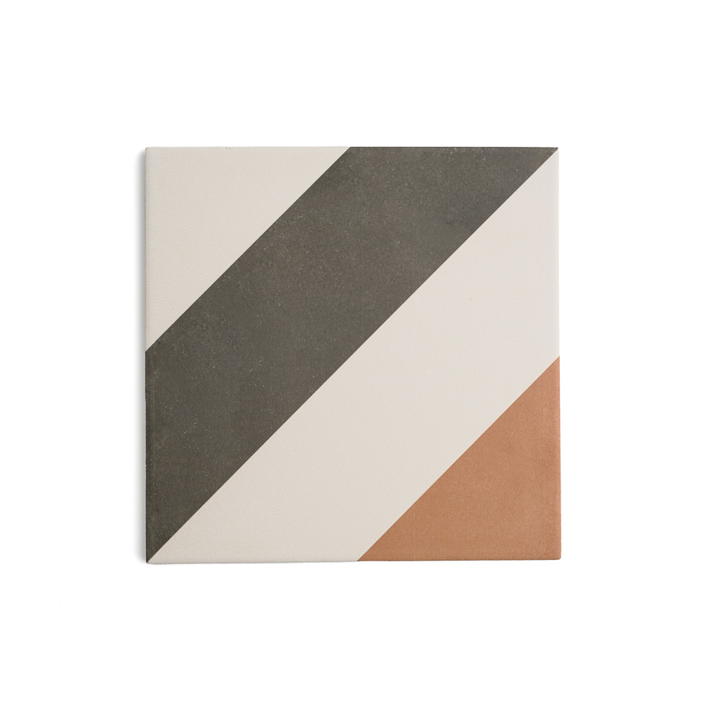 Sample: Cayman Black, Terracotta & White - Ceramic Tile