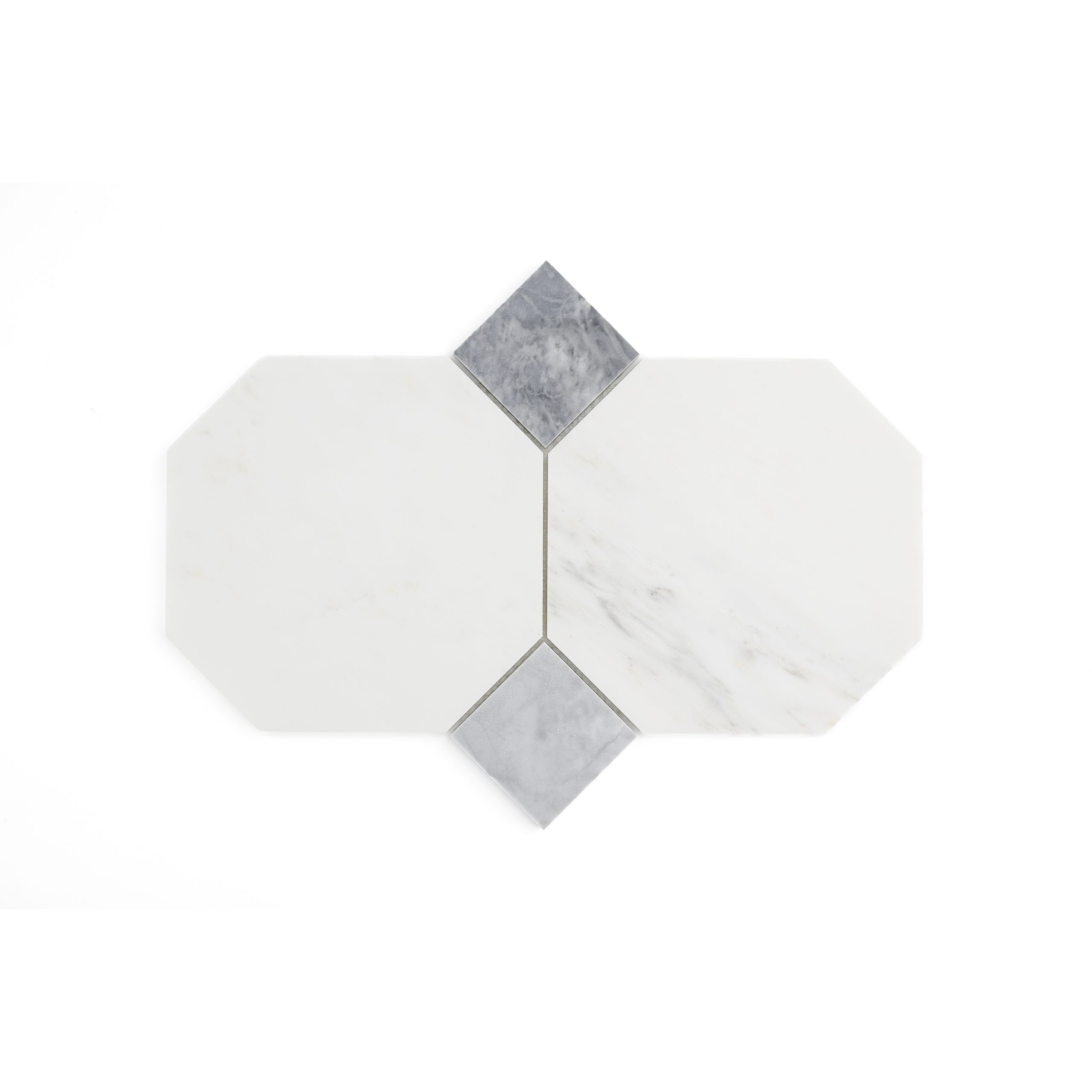 Sample: Octagon & Dot - Octodot Casablanca Carrara & Bardiglio Grey Marble - Honed